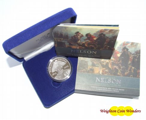 2005 Silver Proof £5 Crown - NELSON